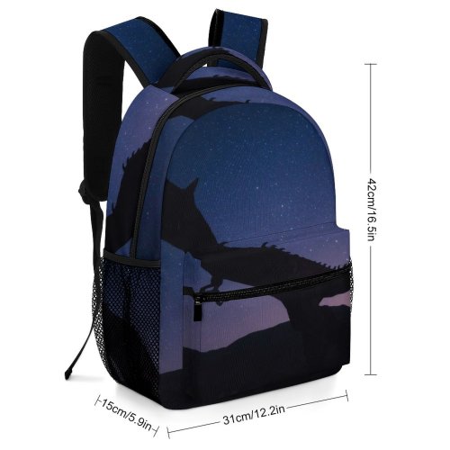 yanfind Children's Backpack Dark Monster Desert Landscape Evening Dinosaur Light Astronomy Outdoors Reptile Starry Rex Preschool Nursery Travel Bag