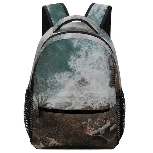 yanfind Children's Backpack Bay Landscape Daylight Evening  Light Beach  Boat Scenic Seashore High Preschool Nursery Travel Bag