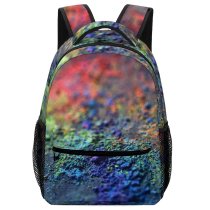 yanfind Children's Backpack  Festival Focus Dark Artistic Rainbow Depth Colorful Field Chalk Shallow Coloring Preschool Nursery Travel Bag