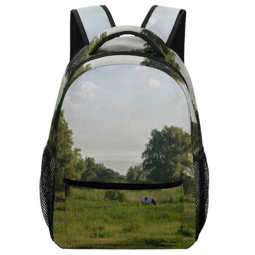 yanfind Children's Backpack Field Grassland Outdoors Cow Cattle Countryside Farm Rural Meadow Pasture Ranch Grazing Preschool Nursery Travel Bag