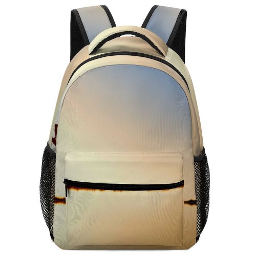 yanfind Children's Backpack Backlit Sunset Landscape Evening Travel Beach  River Silhouetted Outdoors Lake Reflection Preschool Nursery Travel Bag
