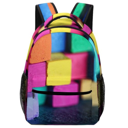 yanfind Children's Backpack  Bricks Depth Pastels Blocks Materials Colorful Field Items Coloring Chalks Stacks Preschool Nursery Travel Bag