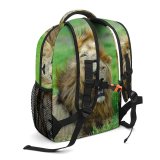 yanfind Children's Backpack  Focus Mane Wild Cat Depth Grass Field  Wildlife Hunter Big Preschool Nursery Travel Bag