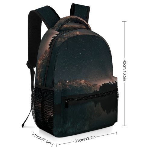 yanfind Children's Backpack Backlit Dark Forest Skies Desktop Landscape Evening Mountains Space Nightsky Speckled Epic Preschool Nursery Travel Bag