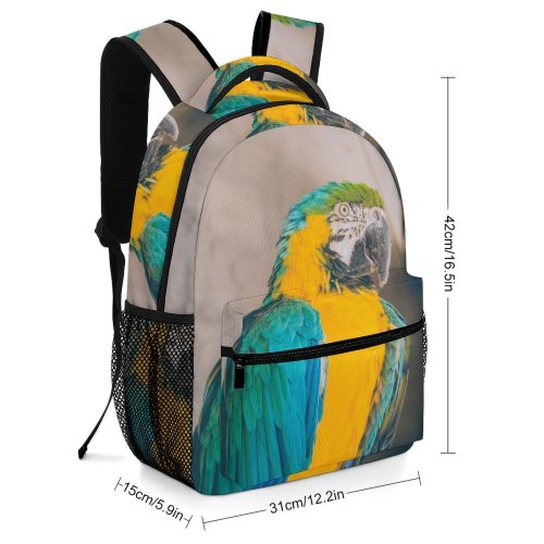 yanfind Children's Backpack Birds Parrot Macaw Santiago Chile Feathers Fauna Guacamayo Love Wall Beak Creative Preschool Nursery Travel Bag