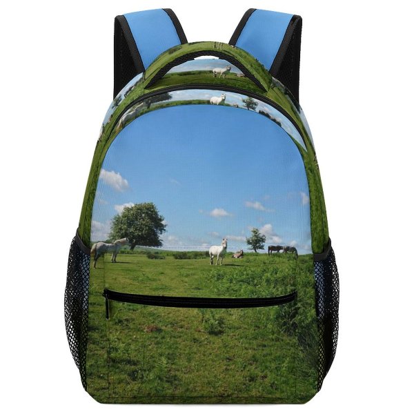 yanfind Children's Backpack Field Grassland Outdoors Countryside Farm Rural Horse Pasture Cattle Cow Meadow Ranch Preschool Nursery Travel Bag