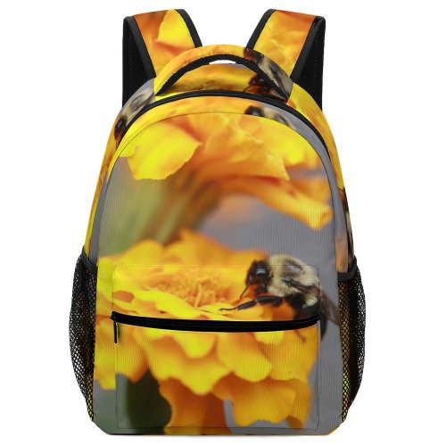 yanfind Children's Backpack Bee Insect Invertebrate Apidae Bumblebee Illinois United States Flower Macro Stem Petal Preschool Nursery Travel Bag