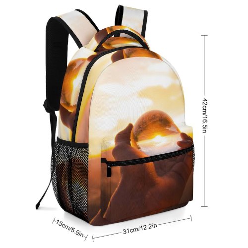 yanfind Children's Backpack Backlit Girl Ball Crystal Sunset Landscape Evening Travel Light  Outdoors Reflection Preschool Nursery Travel Bag
