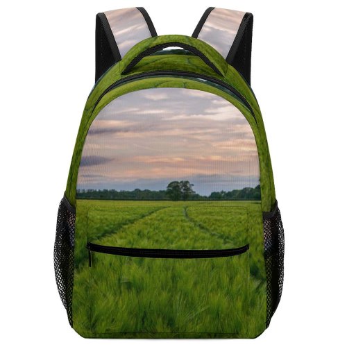 yanfind Children's Backpack Field Tree Paddy Grass Rural Plant Sunset Free Lone Farmers Outdoors Preschool Nursery Travel Bag