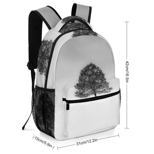 yanfind Children's Backpack Frozen Tree Winter Fog Artsy Season Simple Clouds Wood Landscape Field Light Preschool Nursery Travel Bag