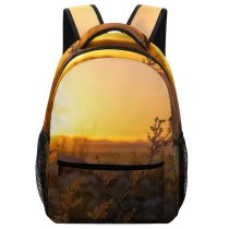 yanfind Children's Backpack Backlit Golden Dry Sunlight Sunset Desert Landscape Mountains Field  Outdoors Hour Preschool Nursery Travel Bag