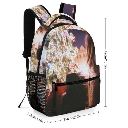 yanfind Children's Backpack Festival Street Christmas Outdoors Illuminated Lights Fun Preschool Nursery Travel Bag