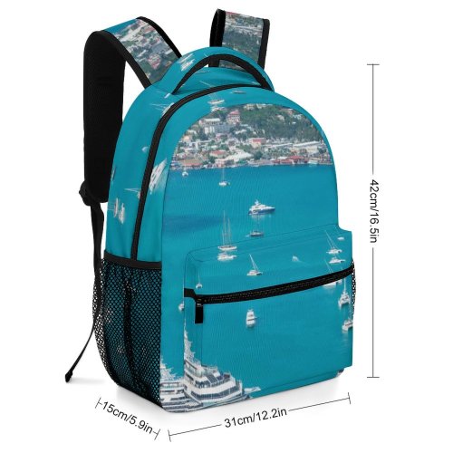 yanfind Children's Backpack Bay Port Daylight Travel Marina Cruise Watercrafts Transportation Outdoors Seashore High Harbor Preschool Nursery Travel Bag