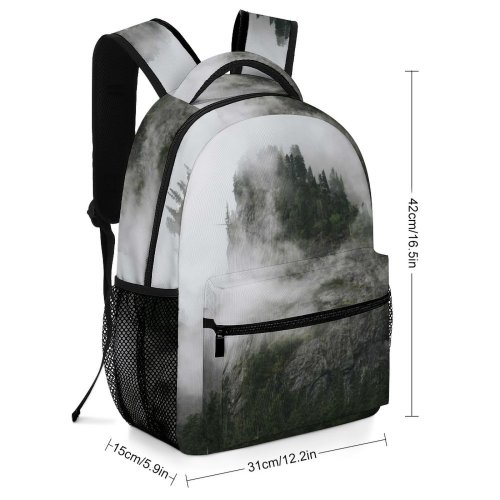 yanfind Children's Backpack Fog Outdoors Mist Grey Abies Fir Plant Tree  Washington Forest Fall Preschool Nursery Travel Bag