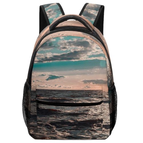 yanfind Children's Backpack Dark Sand Surf Clouds Sunset Landscape Evening Travel Beach Outdoors Preschool Nursery Travel Bag