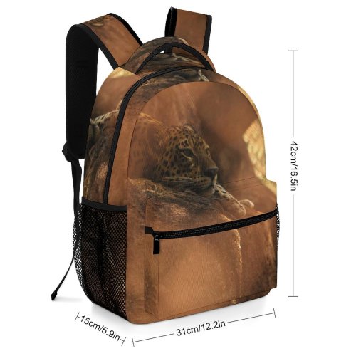 yanfind Children's Backpack Leopard Big Carnivore Dangerous Wild  Outdoors Resting Felidae Hunter Wildlife Field Preschool Nursery Travel Bag