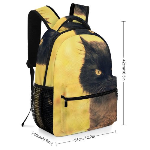 yanfind Children's Backpack Pet Outdoors Kitten Portrait Curiosity Cute Staring Furry Cat  Curious Whisker Preschool Nursery Travel Bag