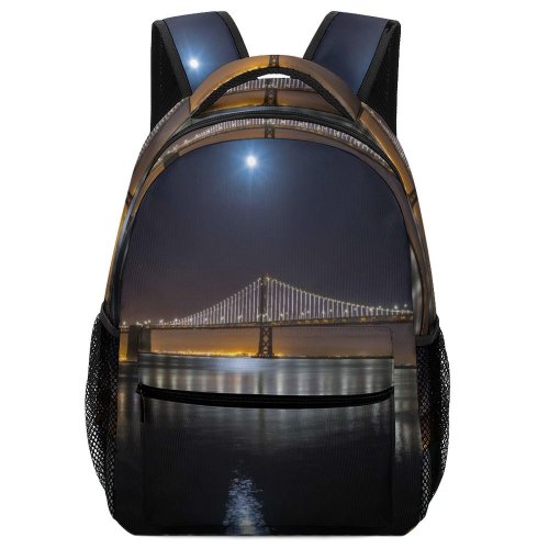 yanfind Children's Backpack Bay Landmark   Illuminated Lights Night Francisco Architecture  Reflection Infrastructure Preschool Nursery Travel Bag
