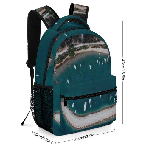 yanfind Children's Backpack Bay Boats Vacation Landscape Daylight Travel Adriatic Turquoise Watercrafts Urban Outdoors Lake Preschool Nursery Travel Bag