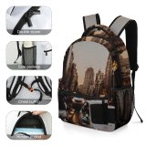 yanfind Children's Backpack  Street City Dark Lights Landscape Daylight Traffic Evening Travel Light Buildings Preschool Nursery Travel Bag