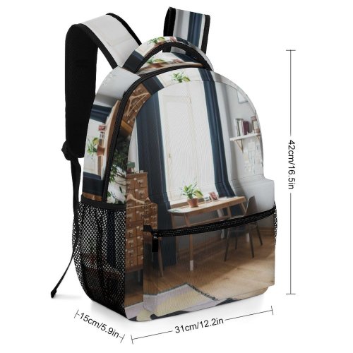 yanfind Children's Backpack Dark Plant Design Decor Flowerpot Rug Lamp Curtain Home Cozy Sunlight Window Preschool Nursery Travel Bag