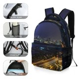 yanfind Children's Backpack Expressway Strike City Lighted Time Illuminated Lights Lapse Cityscape Clouds Evening Storm Preschool Nursery Travel Bag