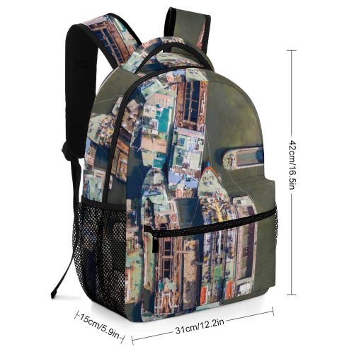 yanfind Children's Backpack Above Drone From Transportation Sea Ships System  Harbor Bird's Watercrafts Aerial Preschool Nursery Travel Bag