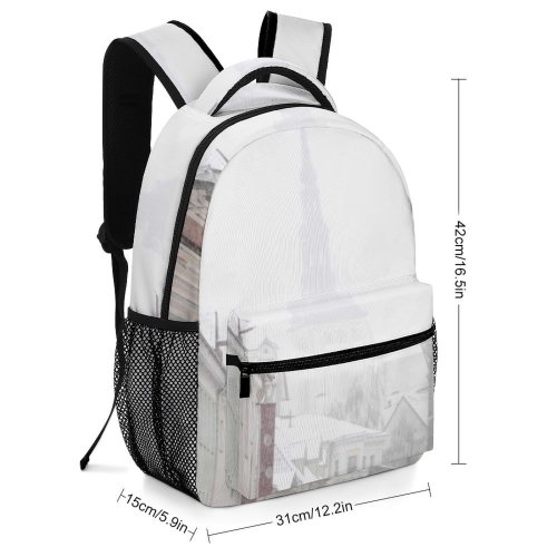 yanfind Children's Backpack Car Automobile Vehicle Transportation Outdoors Snow Truck Town City Tallinn Estonia Winter Preschool Nursery Travel Bag