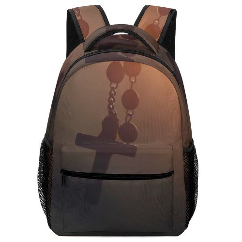 yanfind Children's Backpack  Religion Sunset Rosary Spiritual Hanging Spirituality Crucifix Light  Pray Dawn Preschool Nursery Travel Bag