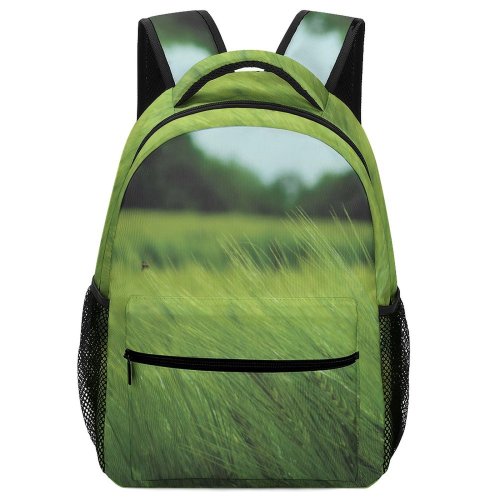 yanfind Children's Backpack Grass Plant Field Grassland Outdoors Lamadelaine Luxembourg Birds  Forest Wind Wheat Preschool Nursery Travel Bag