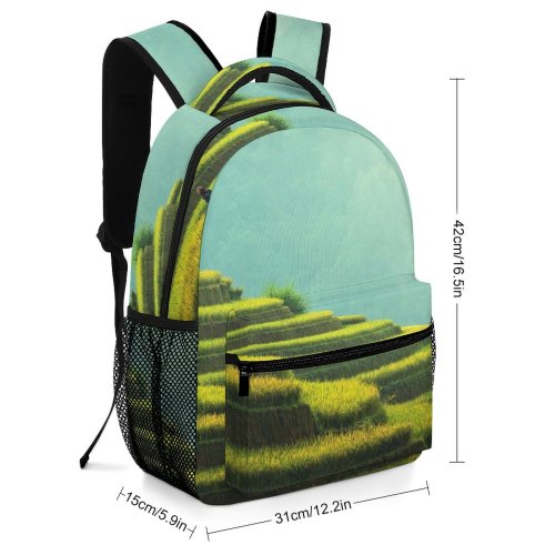 yanfind Children's Backpack Geography Farming Farm Plant Rural Home Hazy Grass Landscape Daylight Mountains Travel Preschool Nursery Travel Bag