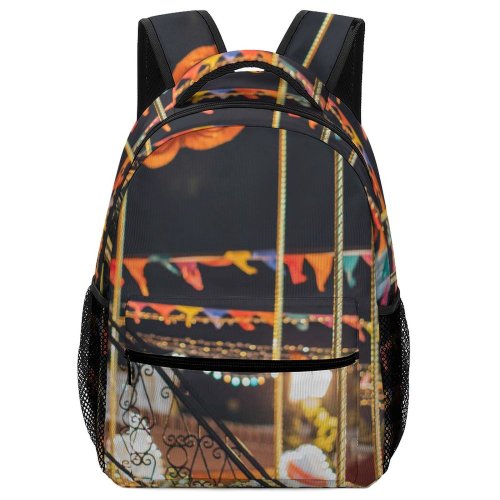 yanfind Children's Backpack Festive Pony Fair Festival Park Carousel Entertainment Rotation City Street Tourism Preschool Nursery Travel Bag