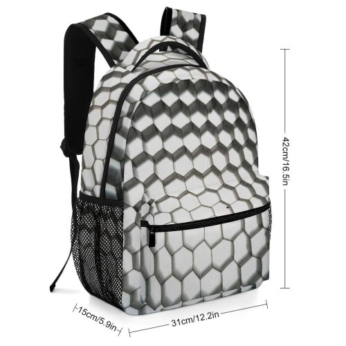 yanfind Children's Backpack Alloy Hexagon Dark Metal Design Lights Hole Grid  Metallic  Macro Preschool Nursery Travel Bag