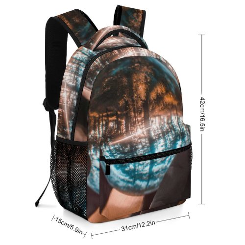 yanfind Children's Backpack  Focus Inverted Lensball Ball Hands Crystal Depth Fingers Field Glass Round Preschool Nursery Travel Bag