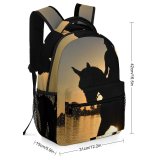 yanfind Children's Backpack Backlit Sunset  Cavalry Light Beach  Outdoors Seashore Gallop Mare Ride Preschool Nursery Travel Bag
