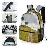 yanfind Children's Backpack Countryside Road Plant Domain Mound Pictures Grassland Outdoors Tree Public Field Preschool Nursery Travel Bag