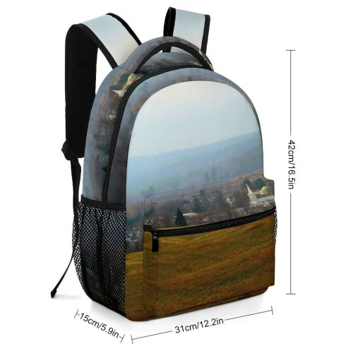 yanfind Children's Backpack Field Landscape Farm Land Grass Atmospheric Hill Grassland Rural Area Natural Morning Preschool Nursery Travel Bag