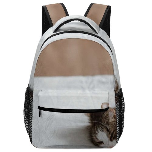 yanfind Children's Backpack Wood Winter Funny Cute Sleep Cat Young Little  Portrait Family Kitten Preschool Nursery Travel Bag
