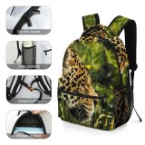 yanfind Children's Backpack Leopard Big Carnivore Grass Wild  Outdoors Felidae Whiskers Hunter Wildlife Focus Preschool Nursery Travel Bag