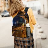 yanfind Children's Backpack  Street City Illuminated Lights Downtown Roadway Cityscape Fast Lamps Evening Traffic Preschool Nursery Travel Bag