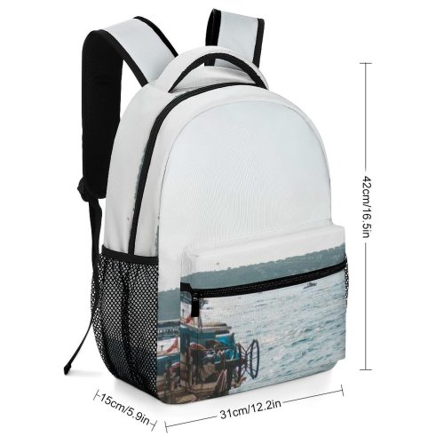 yanfind Children's Backpack Bay Coast Port Daylight Travel Ferry Sail Watercrafts Boat Transportation Fishing Harbor Preschool Nursery Travel Bag
