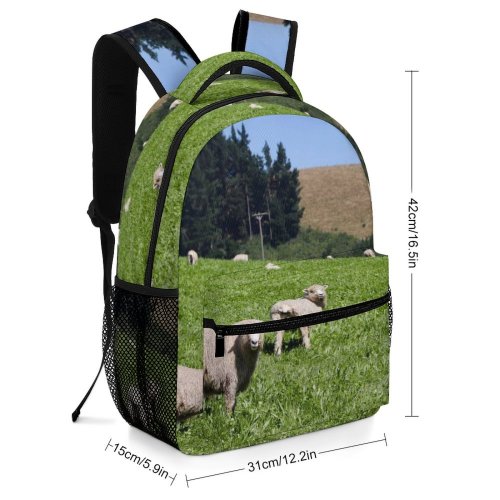 yanfind Children's Backpack Field Grassland Outdoors Countryside Farm Rural Meadow Pasture Ranch Grazing Sheep Zealand Preschool Nursery Travel Bag