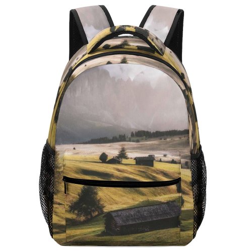 yanfind Children's Backpack Farming Farm Fog Rural Clouds Grass Landscape Grassland Daylight Mountains Farmland Field Preschool Nursery Travel Bag