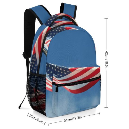 yanfind Children's Backpack Flag America USA United States Freedom Stripes Sky (USA) Pole Cumulus Preschool Nursery Travel Bag