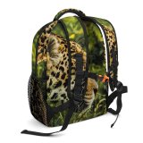 yanfind Children's Backpack Leopard Big Carnivore Grass Wild  Outdoors Felidae Whiskers Hunter Wildlife Focus Preschool Nursery Travel Bag