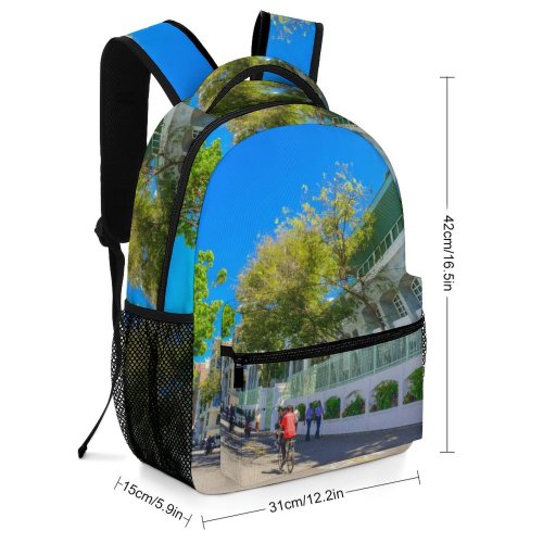 yanfind Children's Backpack Bay Street Tourism City Vacation Landscape Daylight Daytime Travel Marina Buildings Turquoise Preschool Nursery Travel Bag