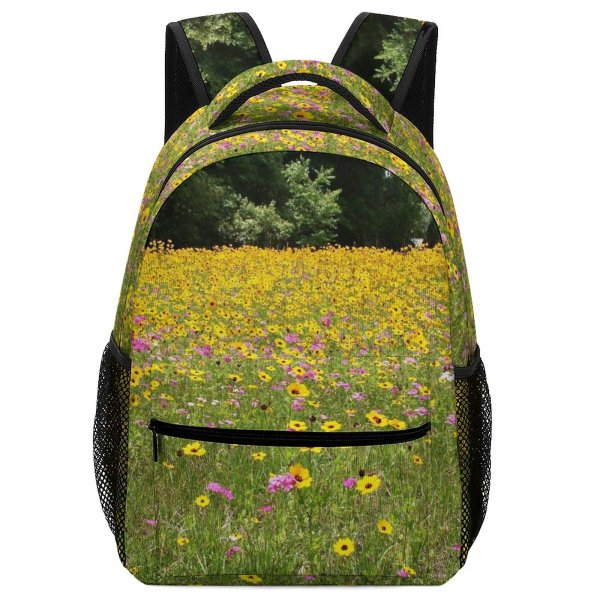 yanfind Children's Backpack Field Wildflowers Flower Meadow Grassland Natural Landscape Plant Vegetation Wildflower Prairie Preschool Nursery Travel Bag