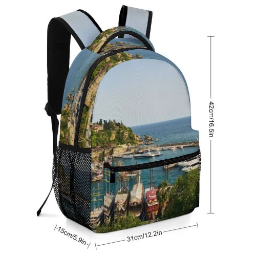 yanfind Children's Backpack Bay Boats Tourism Coast Vacation Antalya Port Daylight Travel Marina Beach Watercrafts Preschool Nursery Travel Bag