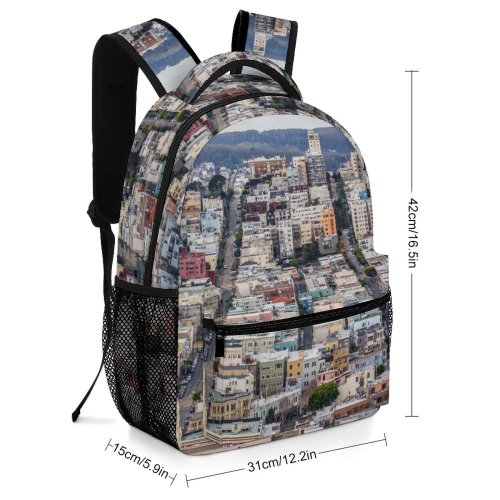 yanfind Children's Backpack Building Aerial Landscape Outdoors City Urban Scenery  Francisco Town Downtown Coit Preschool Nursery Travel Bag