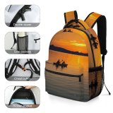 yanfind Children's Backpack Backlit Silhouettes Rowing Clouds Rowboat Sunset Mountains Leisure Beach Peaceful Waters Sunrise Preschool Nursery Travel Bag